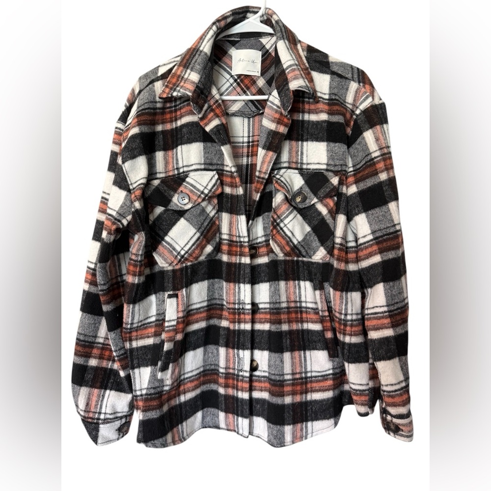 Active USA Plaid Top in Black, White & Orange